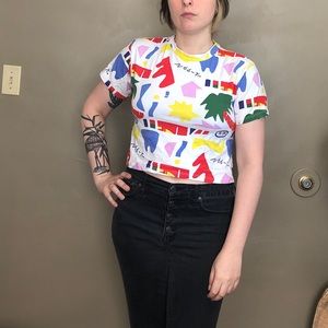 Nooworks crop top in A-OK print by Katie Benn
